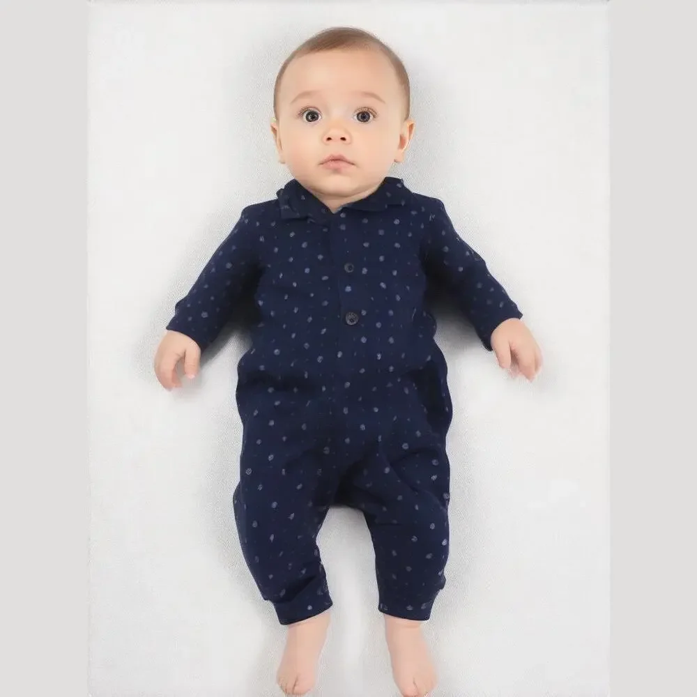 OshKosh B'Gosh Boys Romper Size 9 Months Navy Anchor Print Anchors‎ Nautical